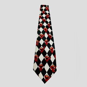 Vintage Elmo Sesame Street Black & White Checkered Tie